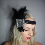 1920s black stripe feather ..