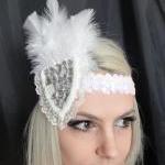 White Lace Feather and Gems..