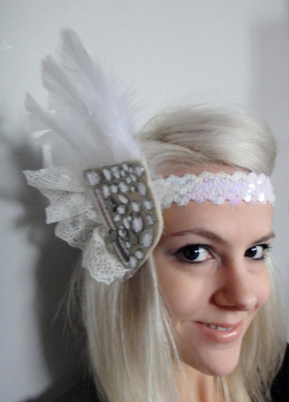 Lace and Feathers Headband