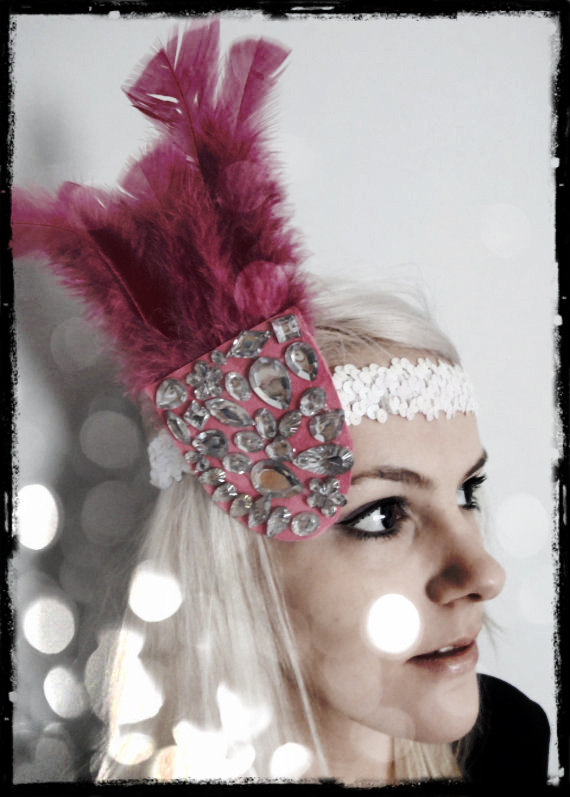 1920s Hot Pink Gemstone Headband