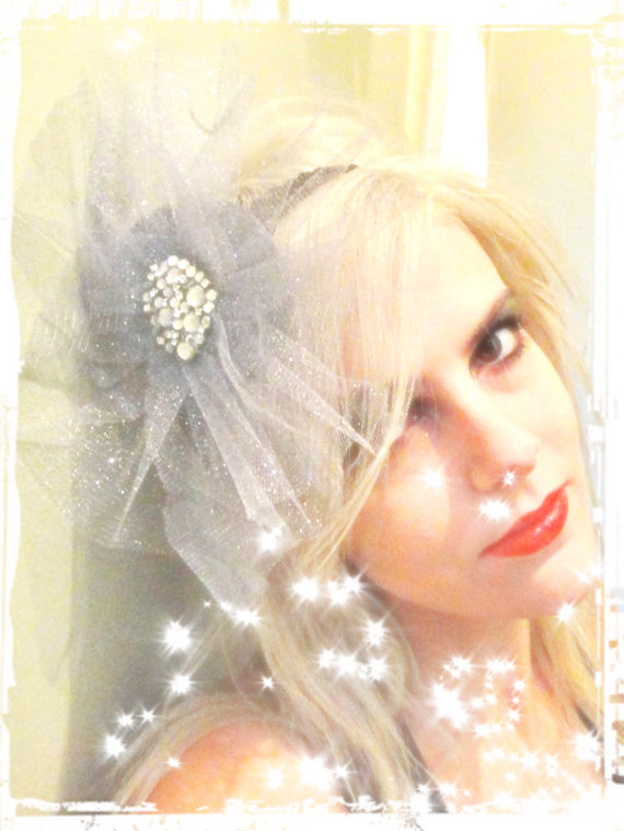 1920s grey twinkle bridal flapper headband