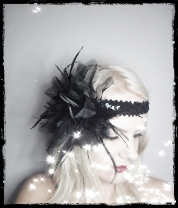1920s black flapper headband