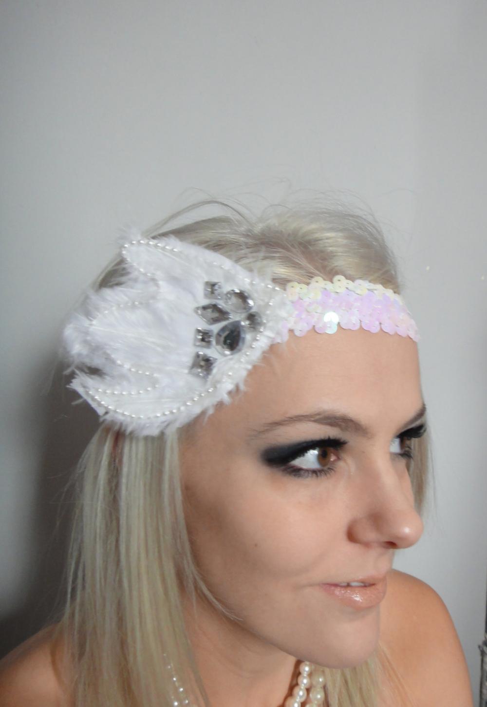White Feather and Pearl Dove Headband SALE