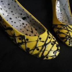 OOAK Rhinestone Ballet Flats with SPLATS (sz 37 US6.5-7)