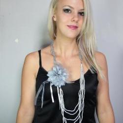 1920s necklace and brooch combo grey