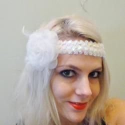 1920s white rose flapper headband