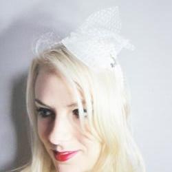 1920s white tulle and bow flapper headband