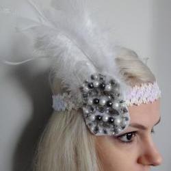 White Feather Headband 1920s