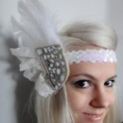 Lace and Feathers Headband
