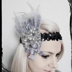 Grey & Silver 1920s Flapper Headband