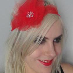 SALE 1920s red tulle flapper headband