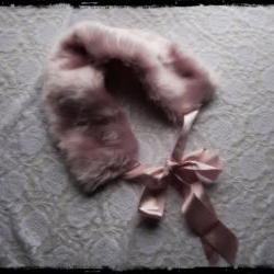 Pink Faux Fur Collar with Ribbon 1920s pin up style