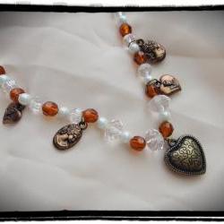 Antique Topaz Pearl and Crystal Necklace1920s flapper style